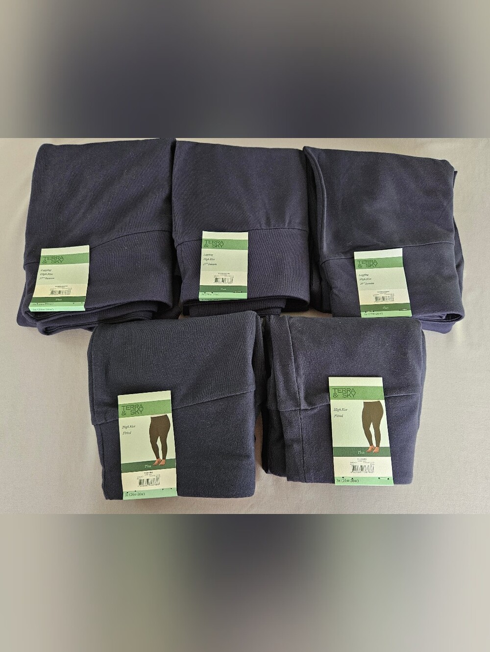 Terra & Sky Women's Plus 3X Dark Navy Leggings Lot of 5 - High Rise - NWT
